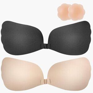 NEW 2Pack Adhesive Bra,Sticky Bra Strapless Backless Push-up Bras with Invisible